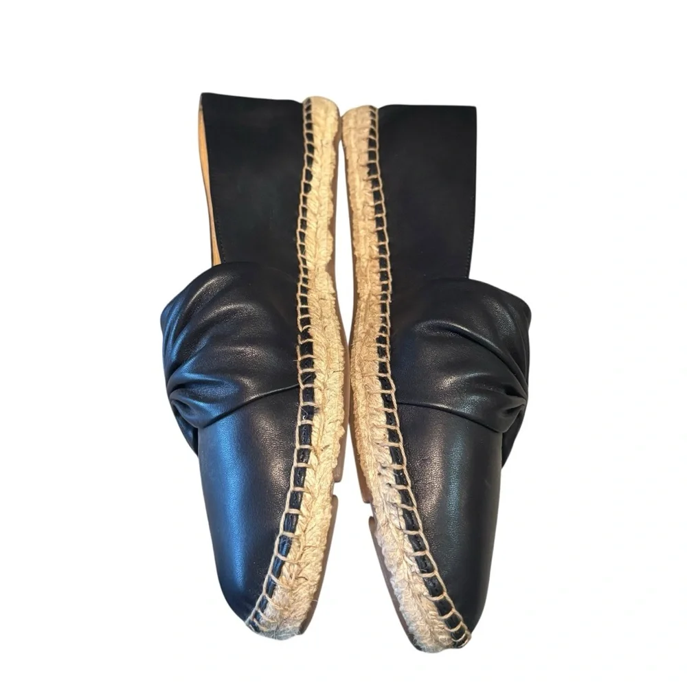Talbots Izzy Espadrille Nappa Flats Women's‎ Size 10 Black Leather Slip On